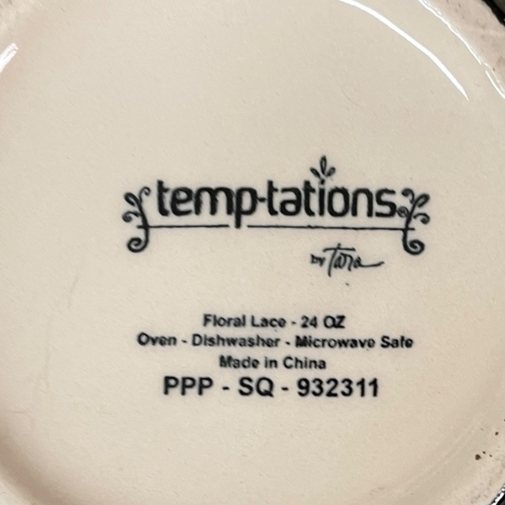 TEMPTATIONS Floral Lace soup / salad bowl, plate and spoon 24 oz - Picture 13 of 14